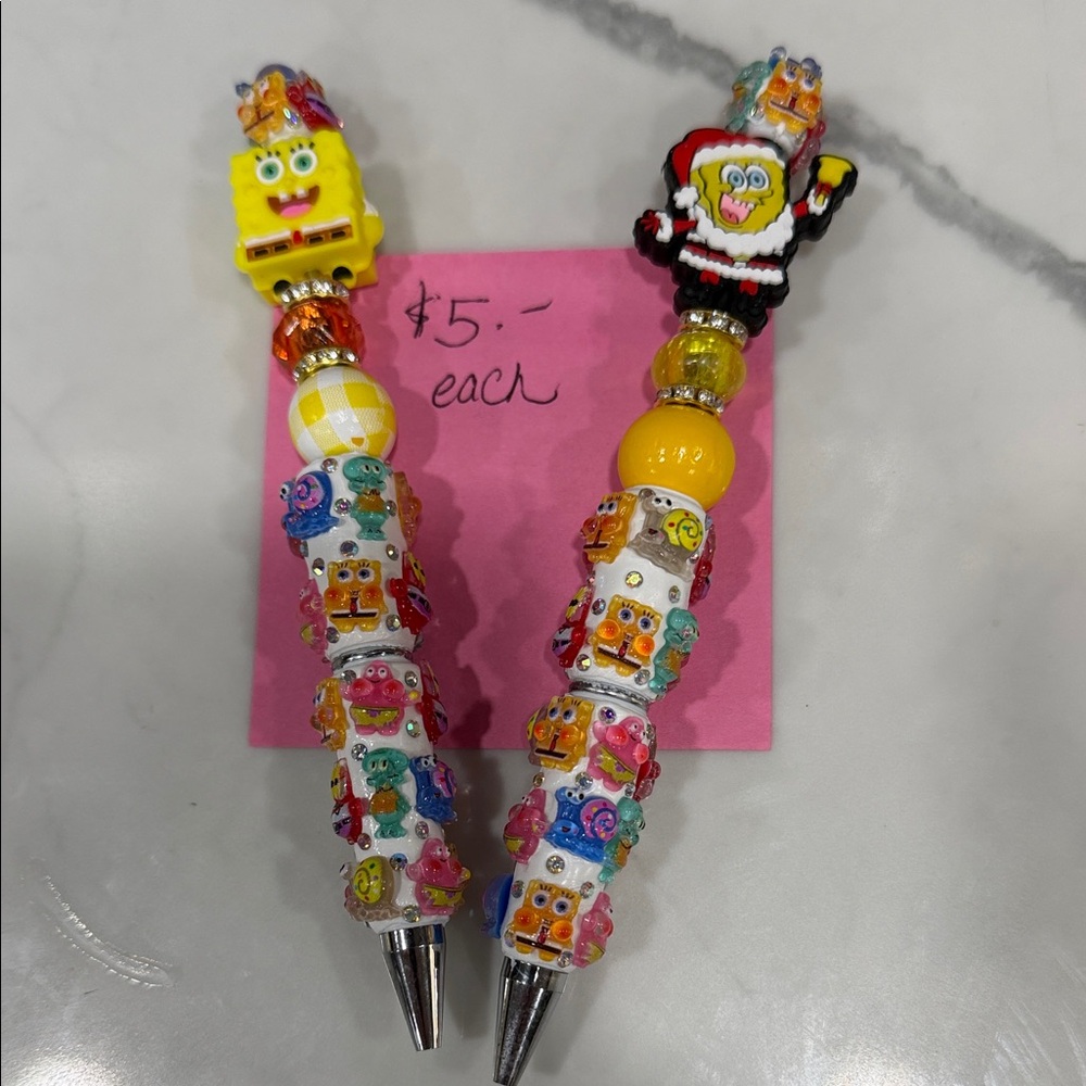 Colorful Sponge Bob Character Bead Pens